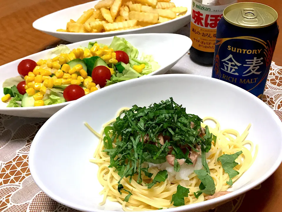 Snapdishの料理写真:2019.8.19の夕飯はツナおろしパスタ🍀|makoさん