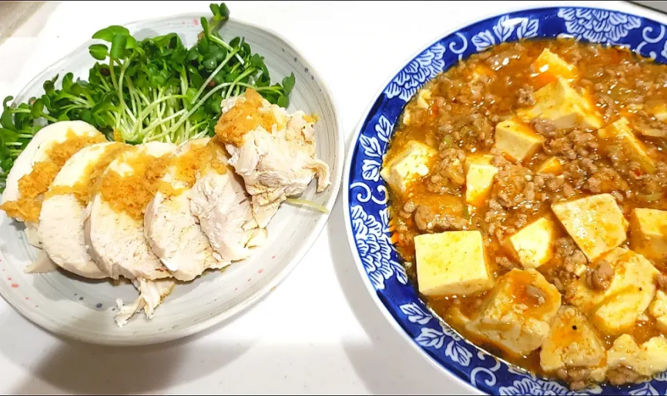 麻婆豆腐と電子レンジで作る鶏ハム|うるめさん