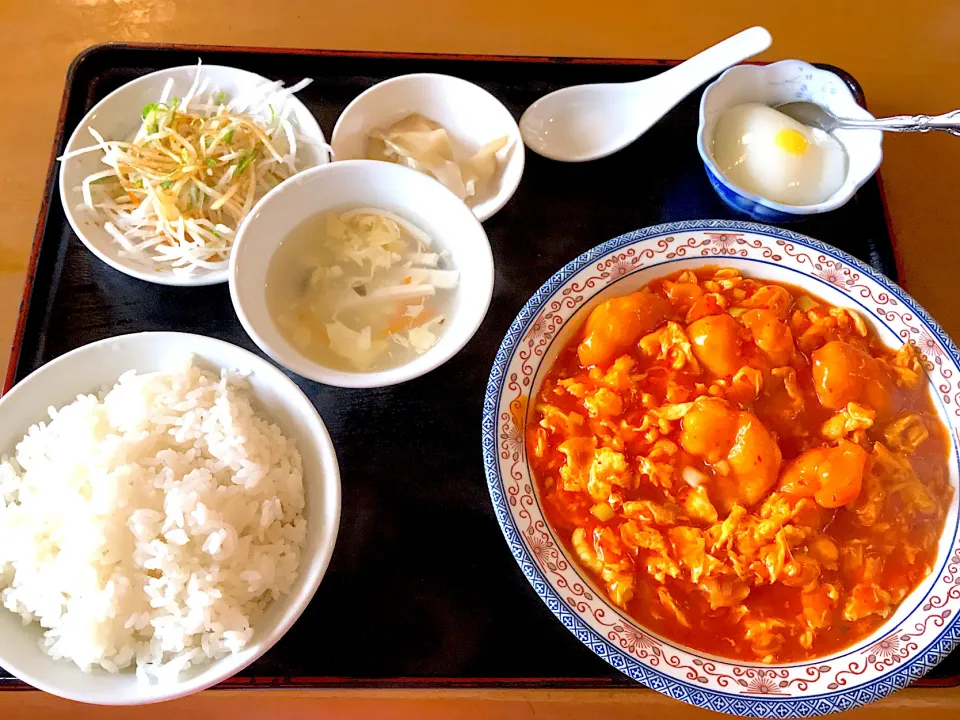 エビ玉チリ定食|とみぃさん