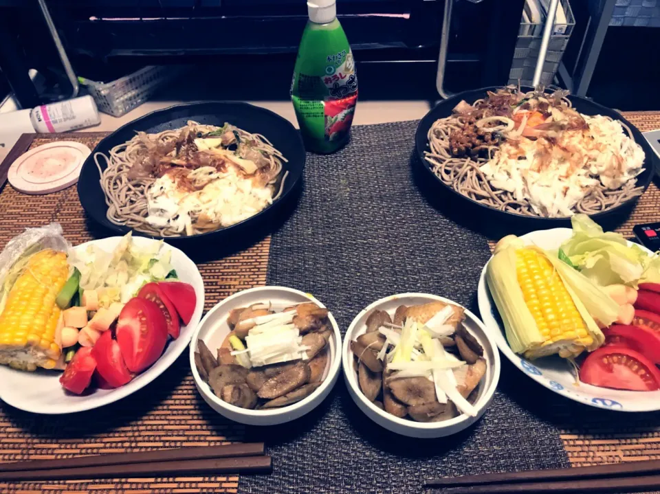 Snapdishの料理写真:とろろ蕎麦、鳥ごぼう煮|まみみさん