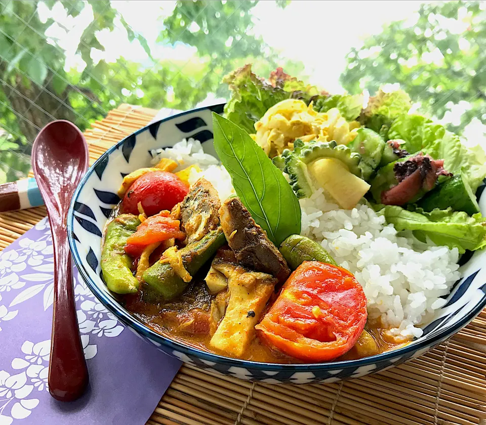 昼ごはん  鯖トマトの和風カレー🍛|砂雪さん