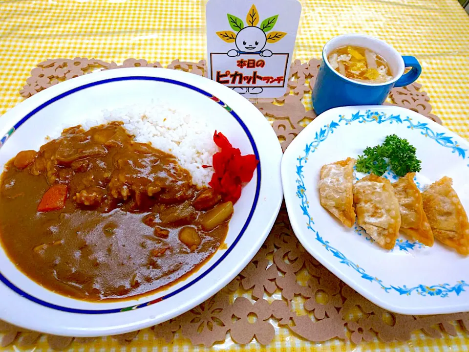 Snapdishの料理写真:揚げ餃子＆カレーライスセット|nyama1さん