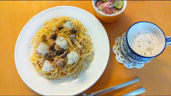 💕さっばりツナおろしパスタ♡ニンニク醤油味で💕|yuiママさん