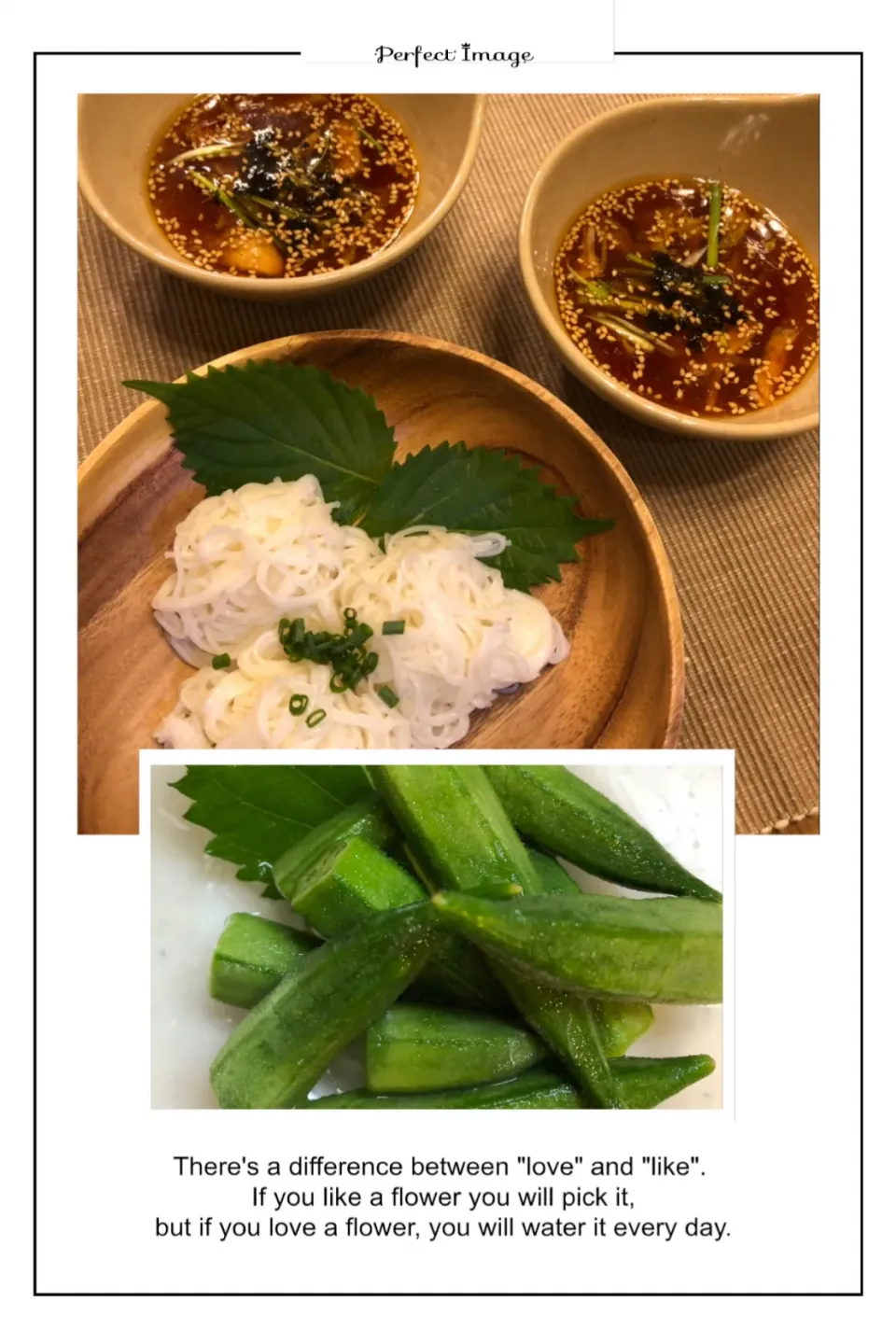 あんみっちゃんさんの料理 🌿海苔とキムチのつけだれ 素麺🌿  オクラの浅漬け|あとさん