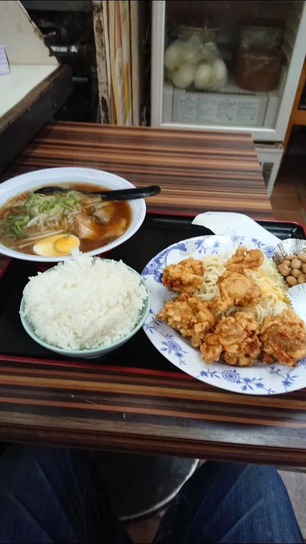 都島「福福亭」の醤油ラーメン&唐揚げ定食|たかしさん