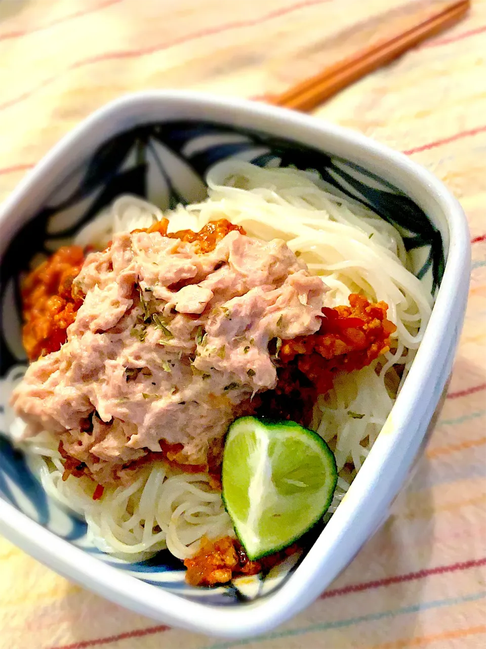 Snapdishの料理写真:残ったミートソースで、素麺。|すず香さん