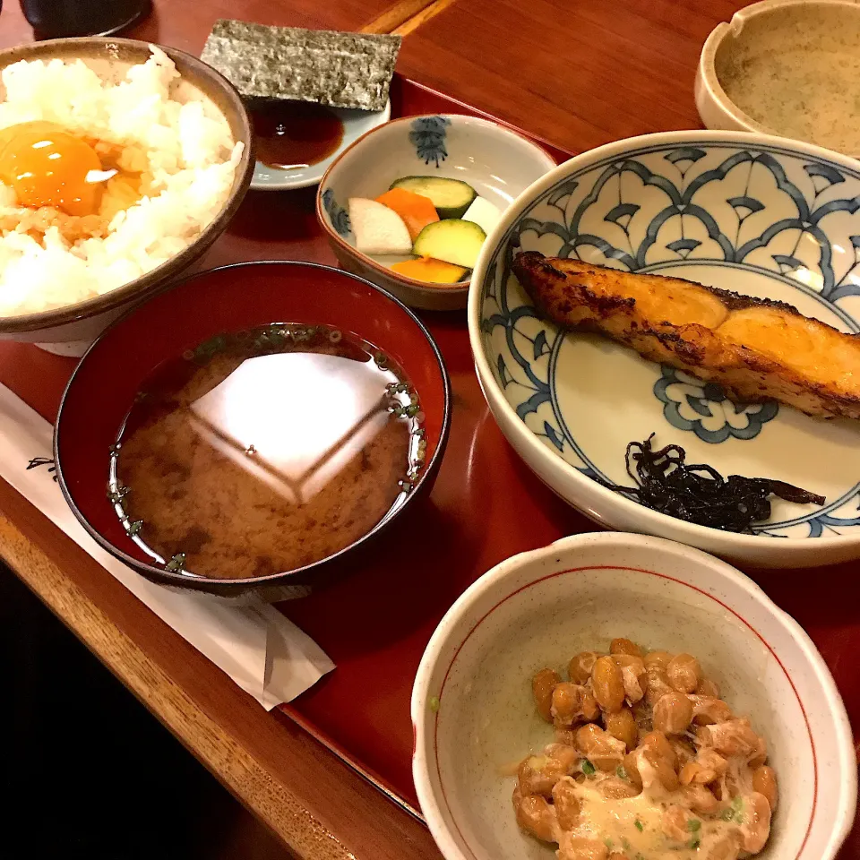 メダイ味噌漬け定食納豆たまご@和もと(銀座)|塩豚骨さん