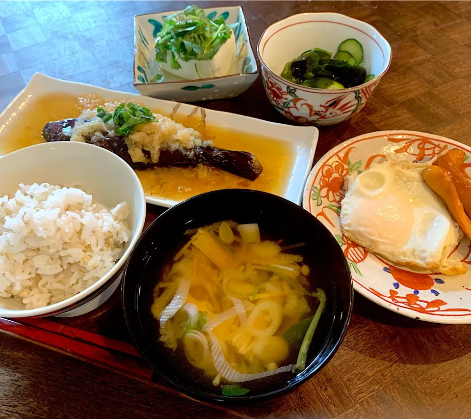 秋茄子の揚げ浸し🍆和風ブランチ🍴|うさぎママ🍷さん