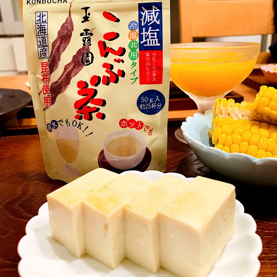 Snapdishの料理写真:豆腐の"減塩昆布茶"漬け♡玉露園さんのモニター当選しました。ありがとうございます😊|いちごさん