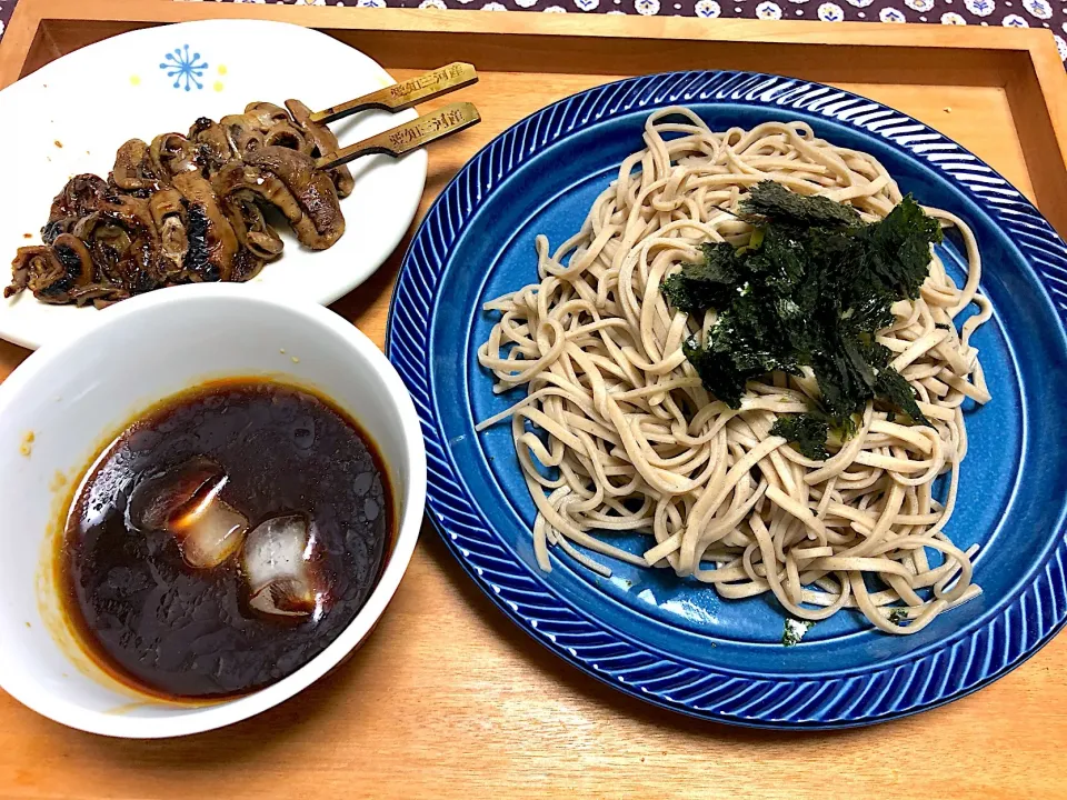 ラー油蕎麦と鰻の肝焼き|わこさん