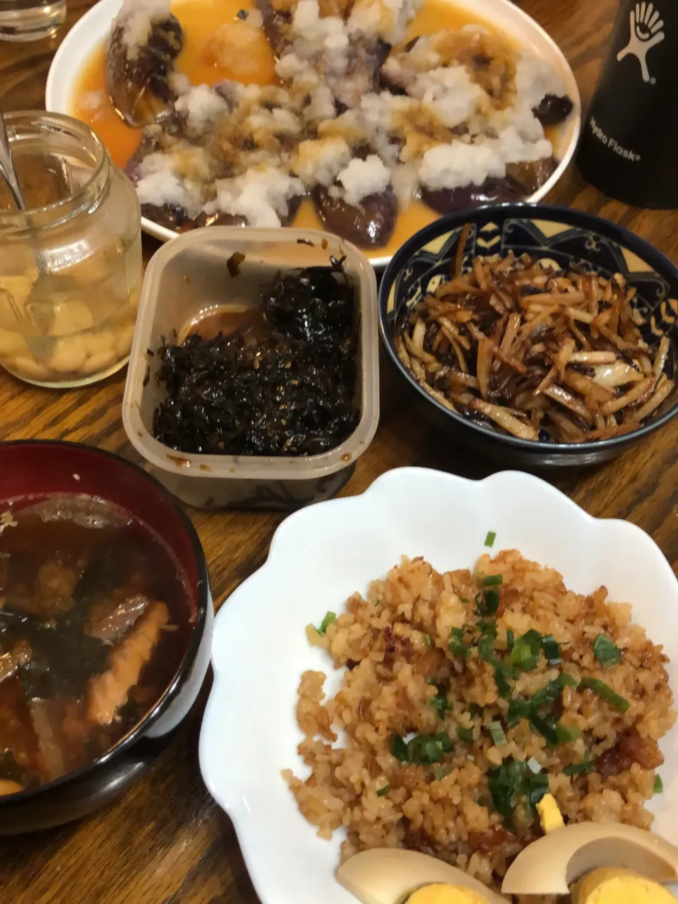 Snapdishの料理写真:茄子の大根おろしと鯖缶味噌汁|akesanさん