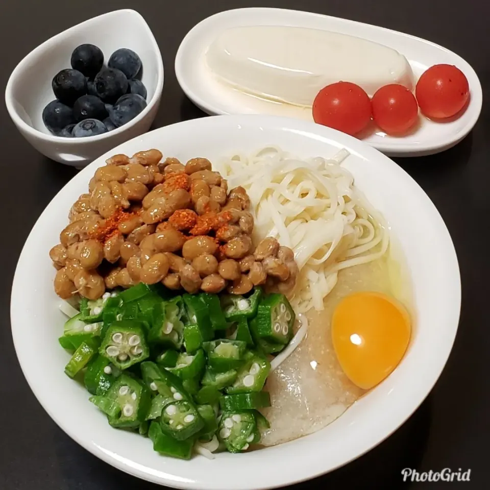 Snapdishの料理写真:納豆オクラ冷やしうどん|Yukiさん