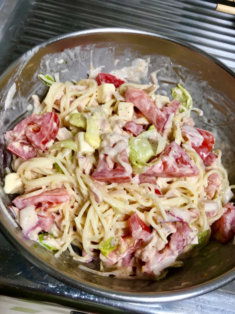 サラスパのシーチキン🍅サラダ🥗❗️|ひめちゃんさん