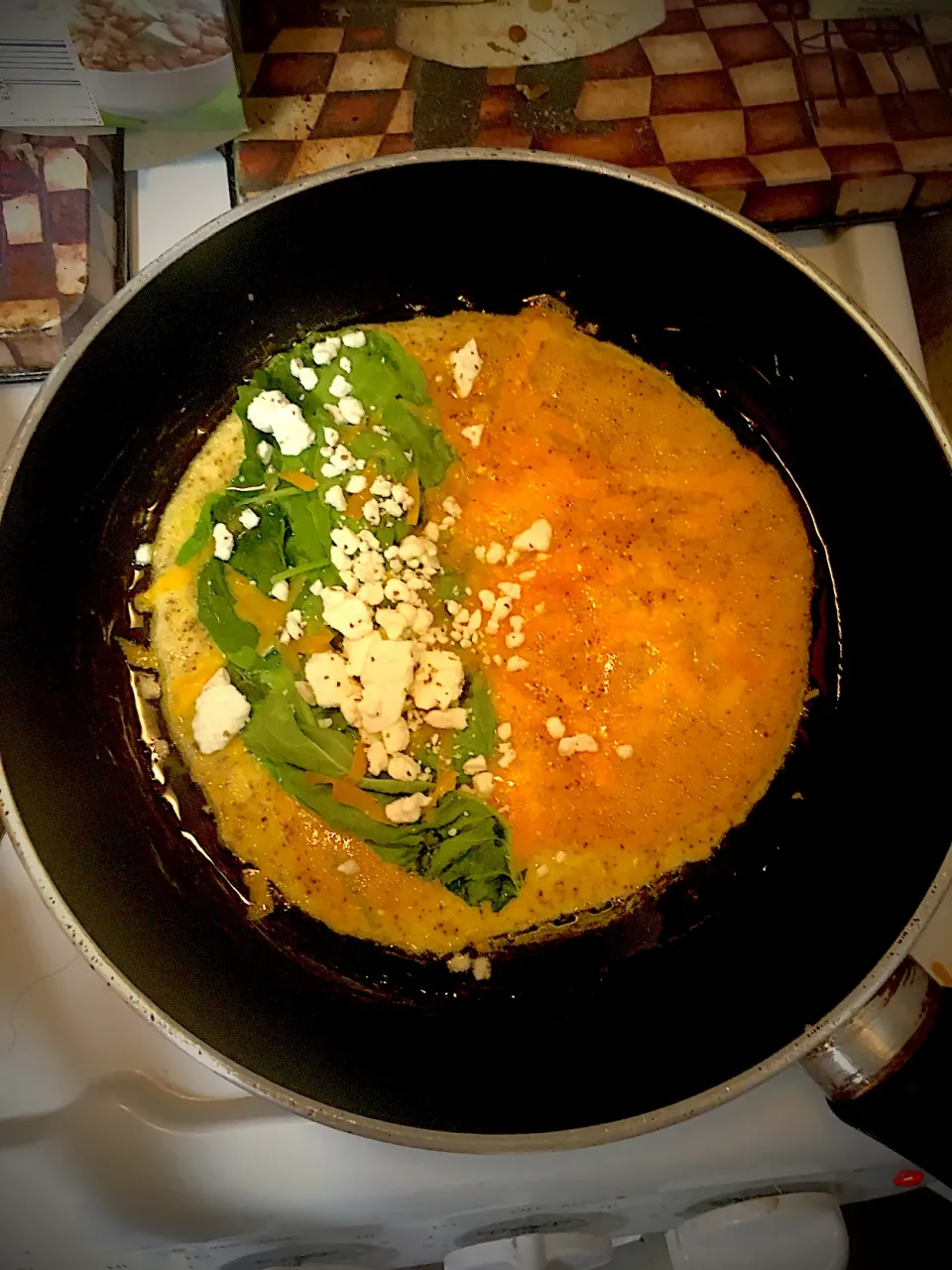 3 Egg Omelette; Garlic, Black Pepper, Spinach, Feta Cheese, Mediterranean Seasoning|Michaels Culinary Adventuresさん