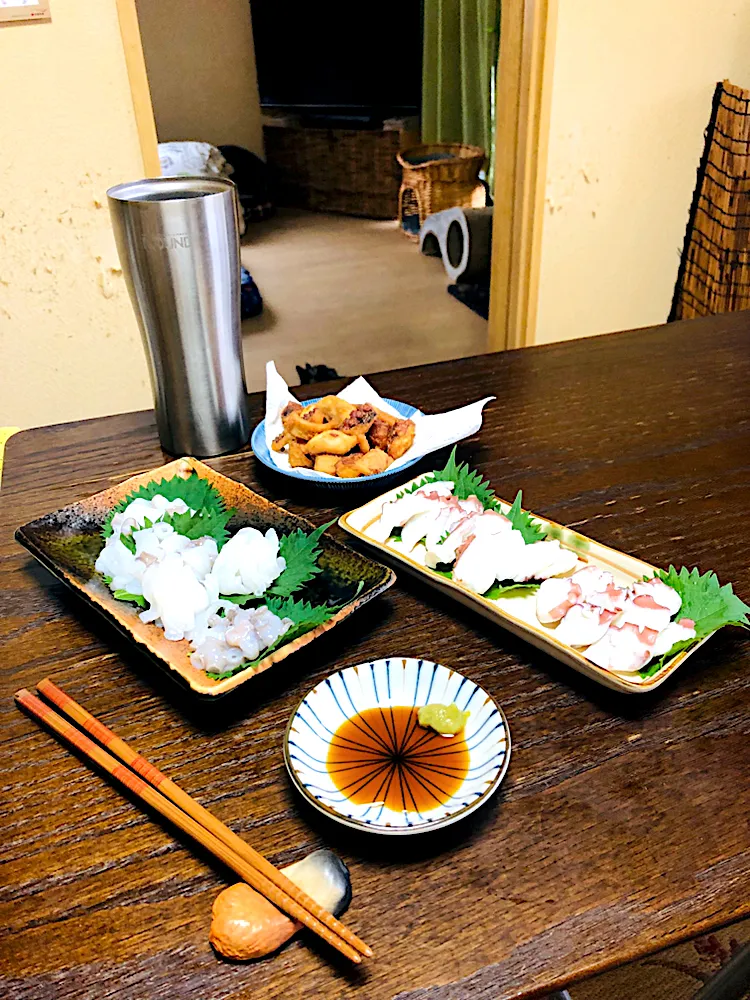 Snapdishの料理写真:天然の明石のタコ🐙づくし|まろんさん