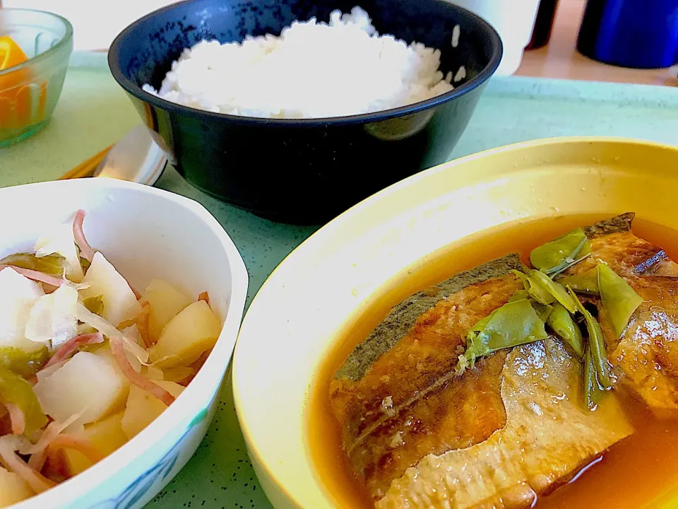 【病院食(昼)】トロあじ70生姜煮(キヌサヤ)|サンシャイン山崎さん