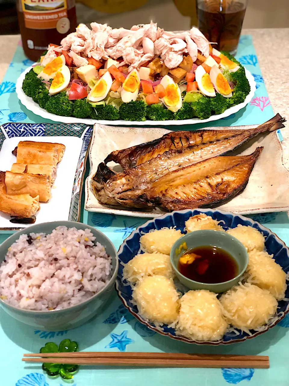 鯵の干物！イカシュウマイ！筋肉モリモリサラダ🥗！|Mayumiさん