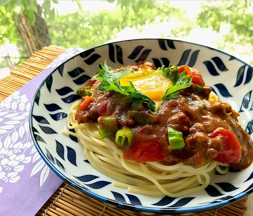 昼ごはん  キーマカレーパスタ|砂雪さん