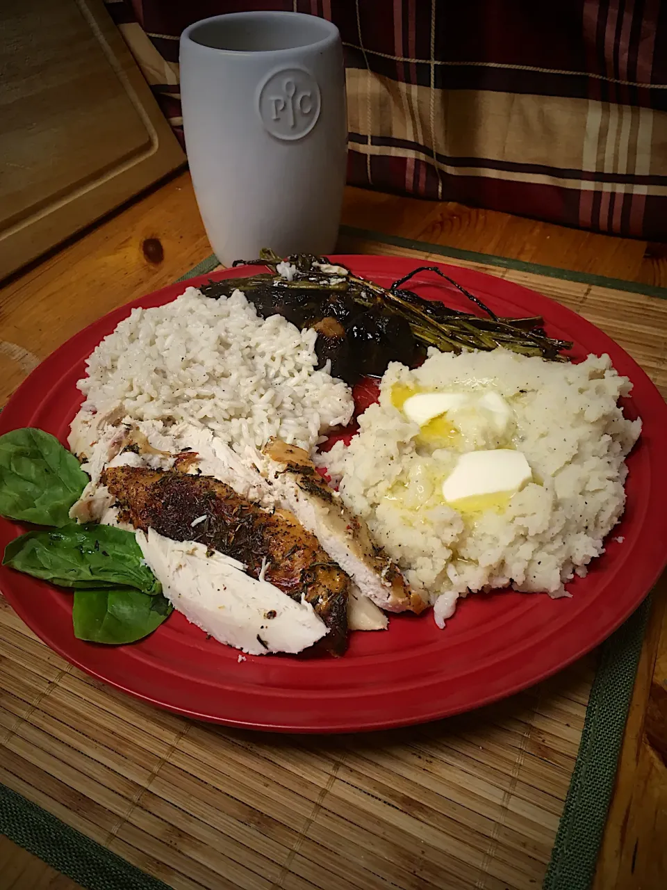 Lemon Herb Baked Chicken W/ Asparagus, Brussel Sprouts, Mashed Potato, and White Rice|Michaels Culinary Adventuresさん