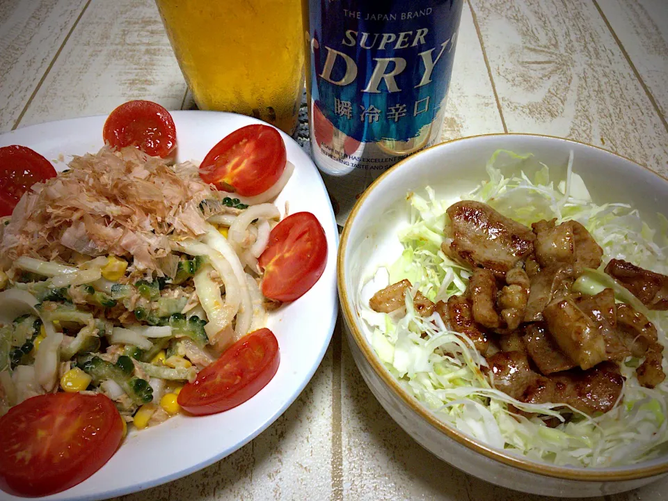 雨でテニス🎾が中止になった今日の男飯絆(*･ω･)
無限ゴーヤアレンジ
牛ホルモン|ひーちゃんさん