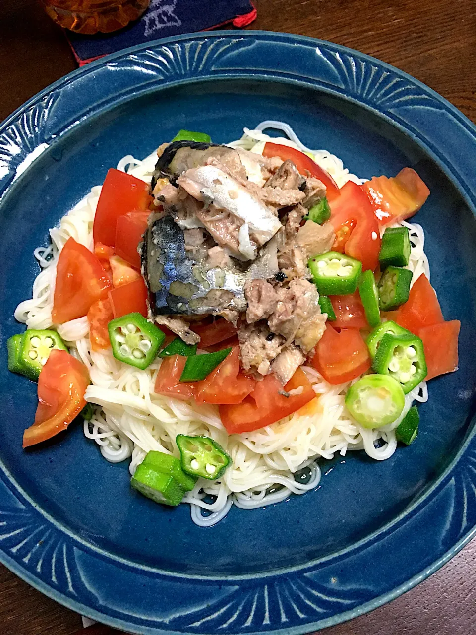 サバ缶トマトの瀬戸内レモンオリーブつゆがけそうめん|うさママさん