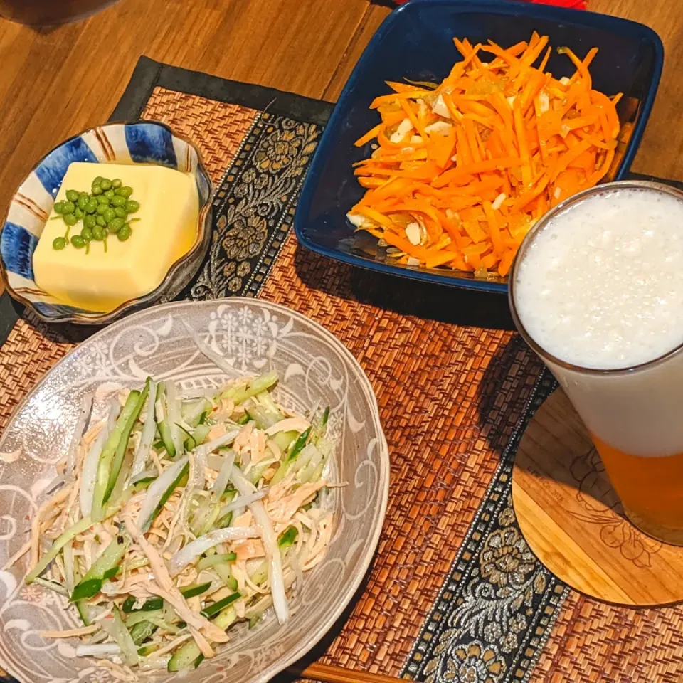 人参しりしり＆玉子豆腐＆野菜とチキン|まぐろさん