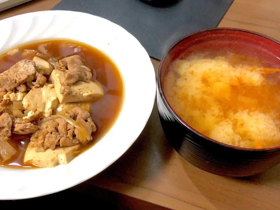 肉豆腐・にんじんとじゃがいもの味噌汁|a-parkさん