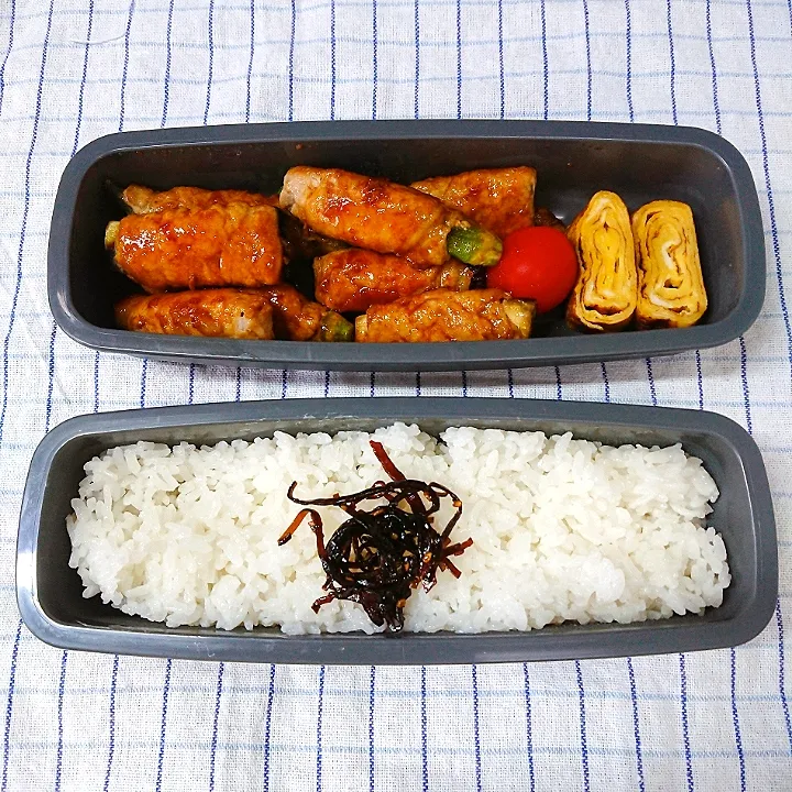 おくらと茄子の肉巻き弁当|jun(・x・)さん