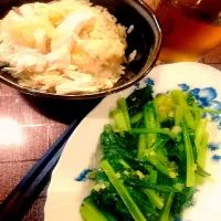 Snapdishの料理写真:チーローハンと青菜の炒め物|ikuyomeさん