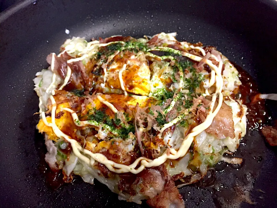 お好み焼きが焼けたよ♪|さんだーさん