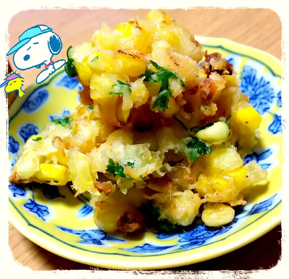 Snapdishの料理写真:パクコン揚げ🔥🌿🌽🔥|ひとみんΨ(*´∀｀)Ψさん