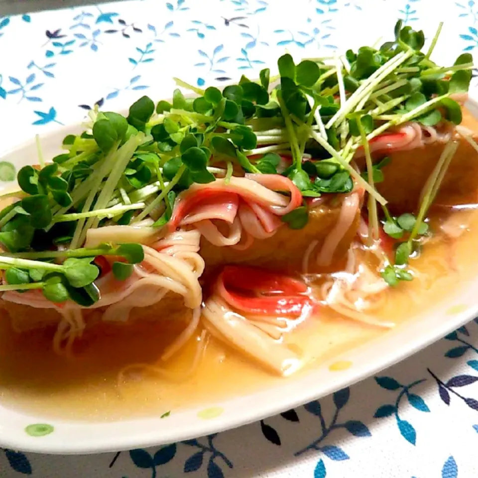 定番おかず 厚揚げのカニかまあんかけ|のんたかさん