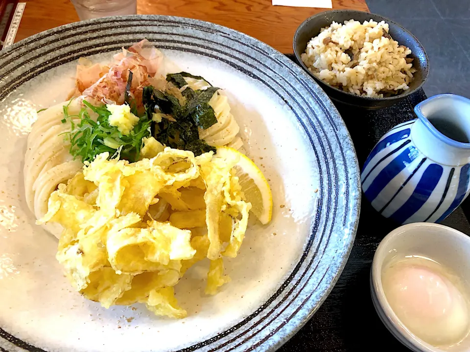 ごぼう天ぶっかけうどん、鳥ごぼう飯セット|buhizouさん