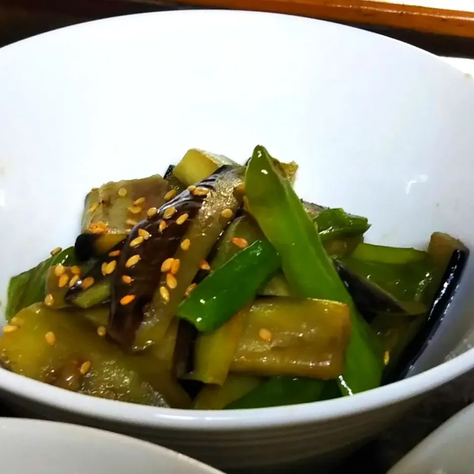 茄子とししとうのオイスター炒め|りょうさん