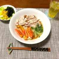 Snapdishの料理写真:豚しゃぶとトマトのそうめん|ゆきさん