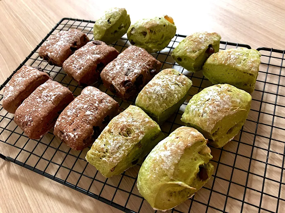 抹茶甘納豆パン チョコチップパン|きむらゆりかさん