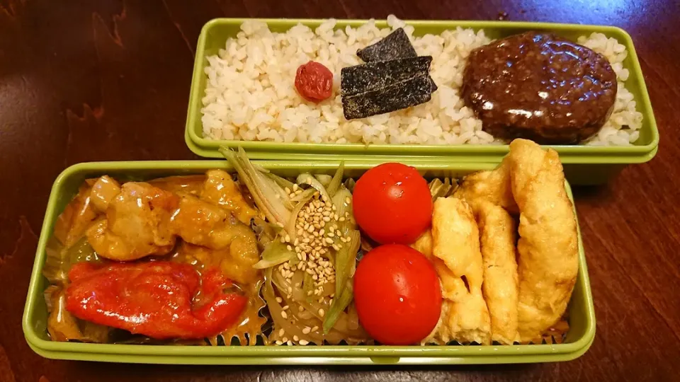 夏野菜チキンカレー&ハンバーグ弁当|りょーさん