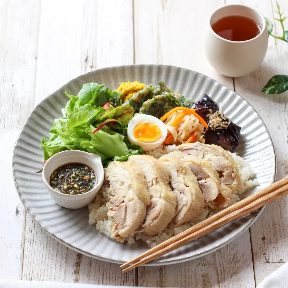 Snapdishの料理写真:蒸し鶏の香味ダレプレート|むぎママさん