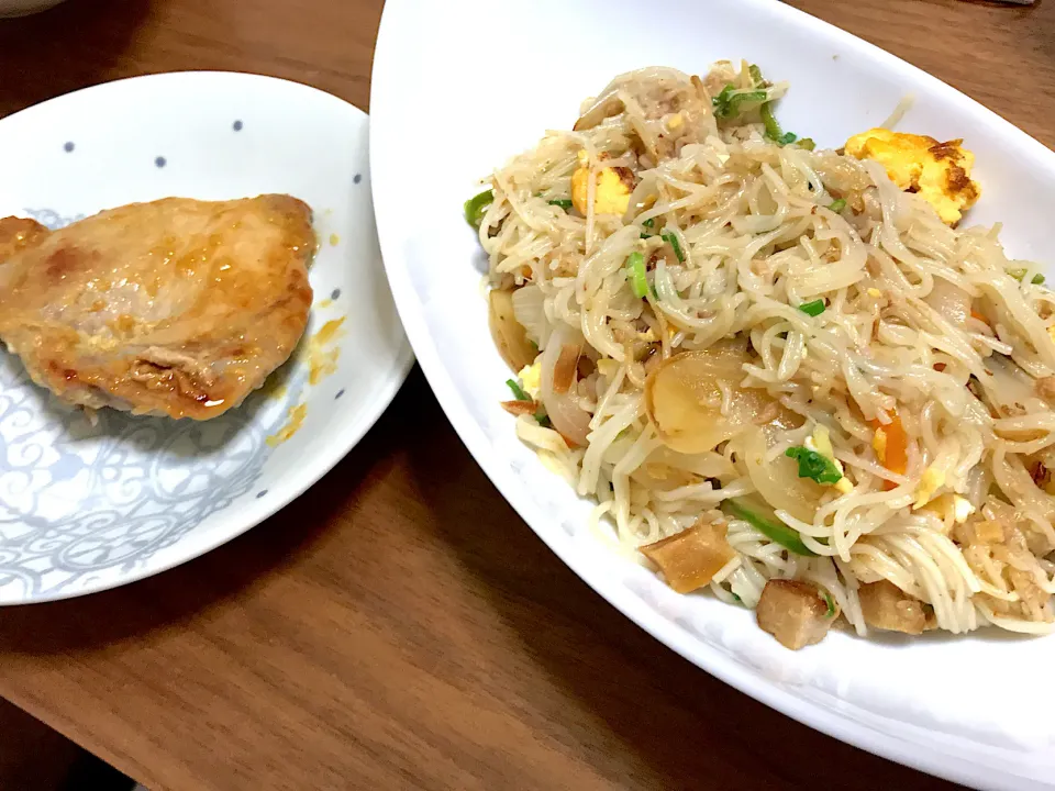 ソーメンチャンプルと豚肉の西京焼き|aicooさん