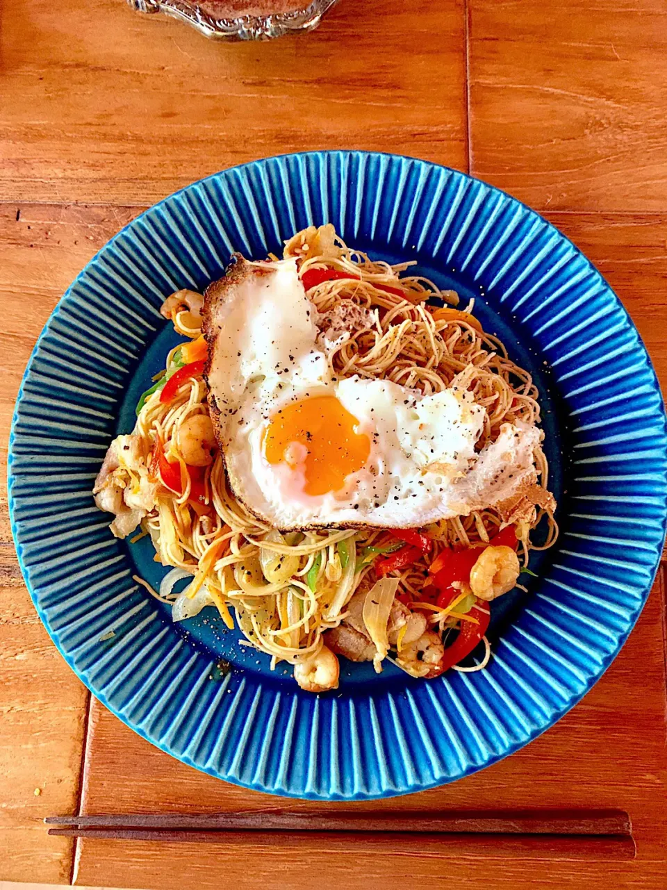 Snapdishの料理写真:海老麺でシンガポール風焼きそば|お魚ちゃんさん