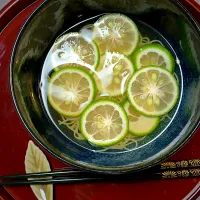 Snapdishの料理写真:胃が疲れ気味なので、スダチ素麺作ってみた|akoさん