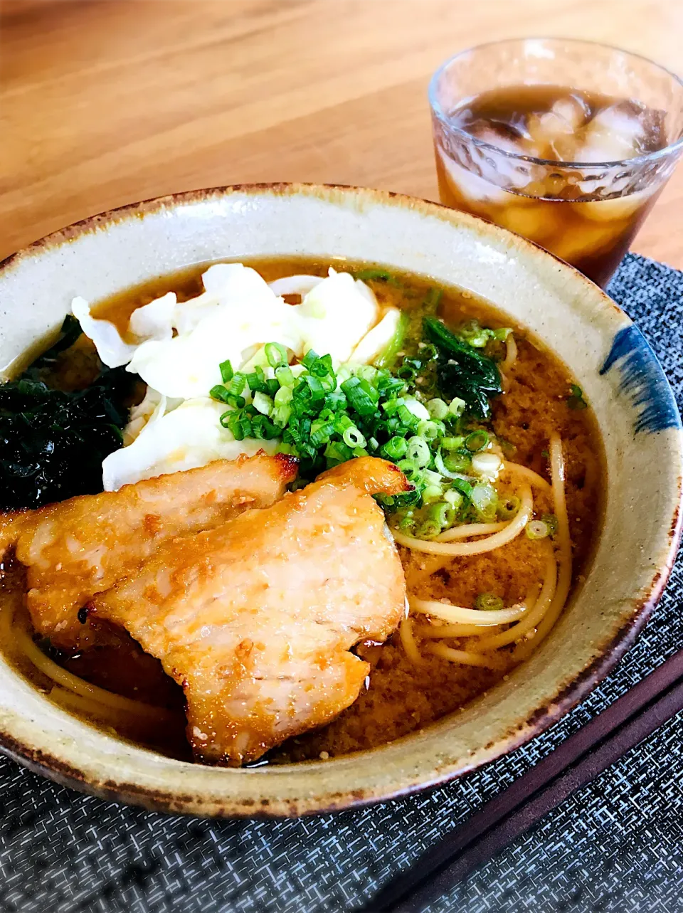 Snapdishの料理写真:今日のお家で一人ランチは                           パスタで味噌ラーメン✨|ミッチ☆ママさん