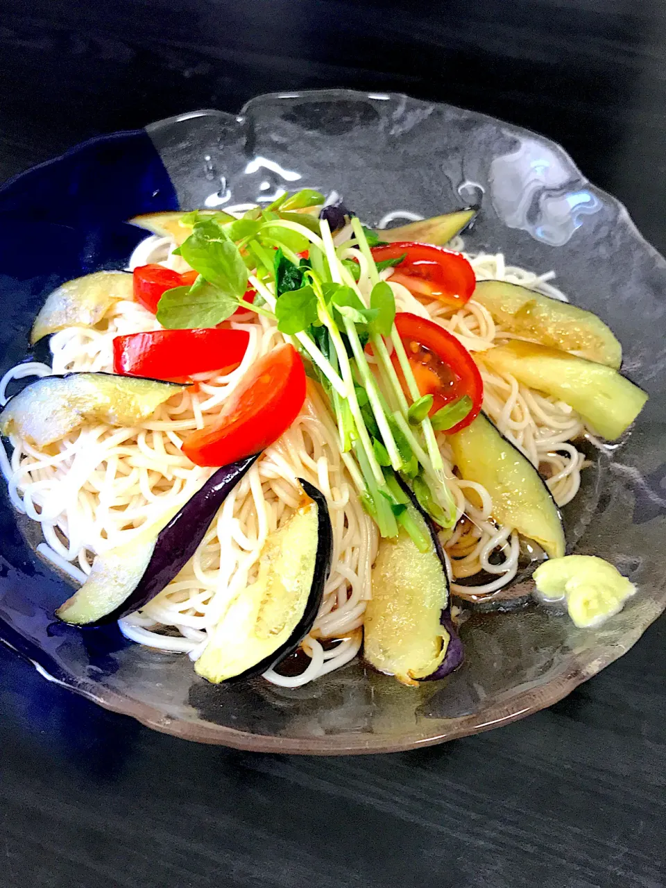 揚げナスとトマトの素麺|Taさん