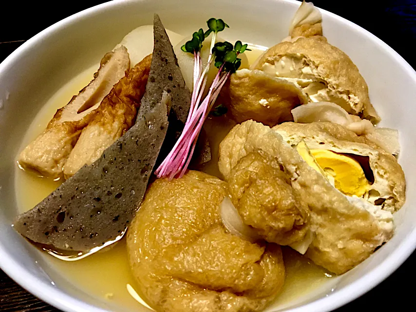 おでん 巾着三品                                       ・卵  ・餅  ・豆腐                                 ・柚子胡椒で|mottoさん