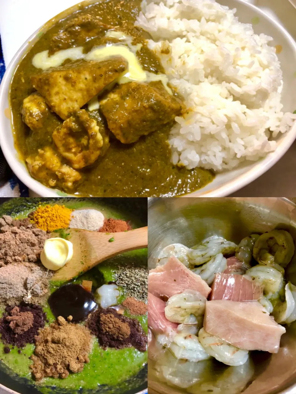 カジキとエビのほうれん草カレー|kimipukuさん