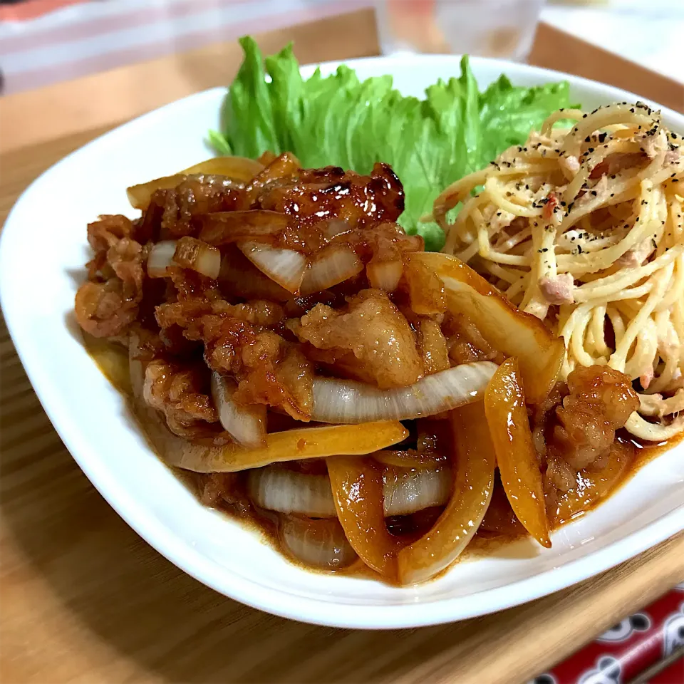 Snapdishの料理写真:豚肉の生姜焼‪(๑•🐽•๑)‬❤|さくらさん