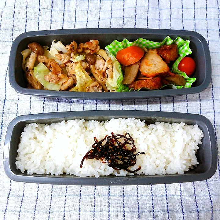 Snapdishの料理写真:野菜炒めと煮物弁当|jun(・x・)さん