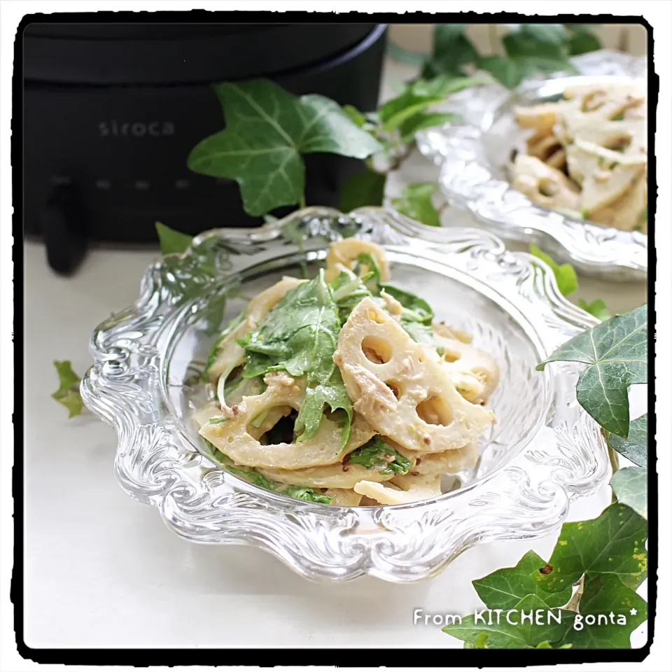 ちょいなべ研究所SnapDish部員 笑笑😅﻿
ちょい茹でdeデリ風レンコンサラダ🥗を作るᕦ(ò_óˇ)ᕤ﻿|gonta*さん