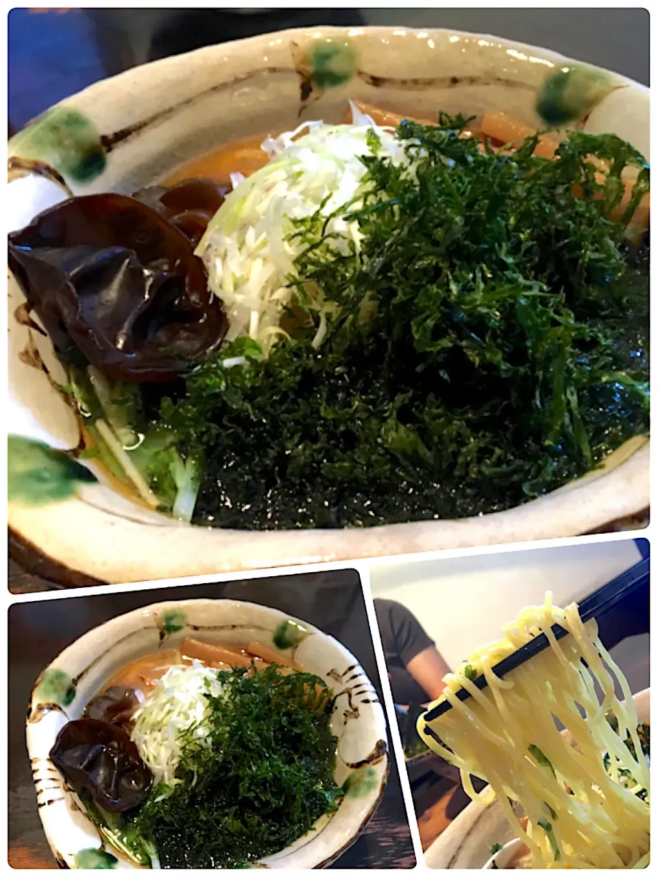 Snapdishの料理写真:昼ごはん☀️☀️☀️                                             塩ラーメンに岩海苔トッピングしたらモジャモジャの見かけに！                                        かなりうまーいラーメン🍜です。@いち井（新潟県長岡市）|ぽんたさん