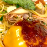 Hamburg steak with garlic bacon pasta|Haruki Luke Nakamineさん